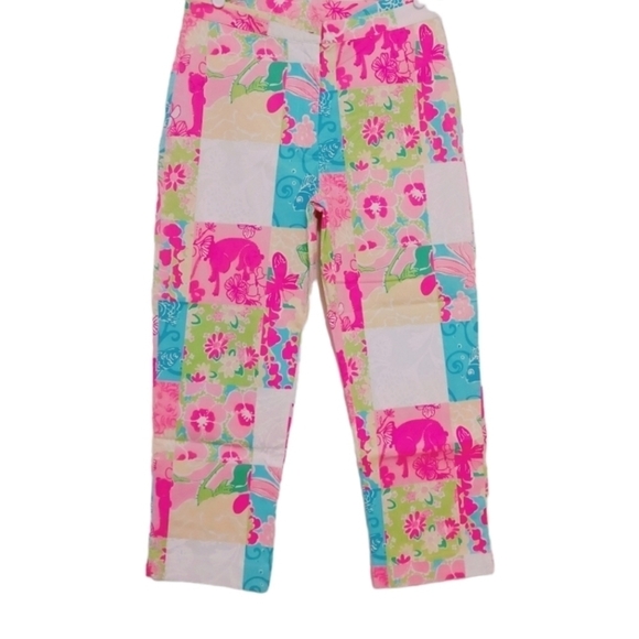 Lilly Pulitzer Floral Capri Pants Vintage Multi Patch‎ Pockets Ankle Crop - Picture 4 of 4